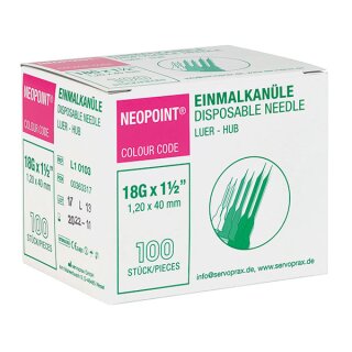 NEOPOINT® Einmalkanüle Sondergröße - Insulin (kurz)  braun  26G x 1/2  12 x 0,45 mm - 100 Stück