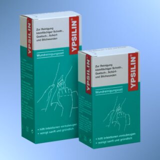 YPSILIN® Wundreinigungsset - klein, 50 ml Fluid, 10 Tücher