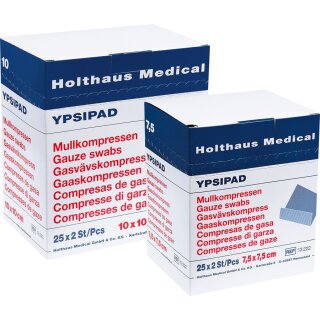 YPSIPAD® Mullkompresse - 8-fach, 25 x 2 Stück, steril, 5 x 5 cm