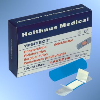 YPSITECT® Pflasterstrips - detektierbar + wasserfest - 100 Stück à 1,9 x 7,2 cm