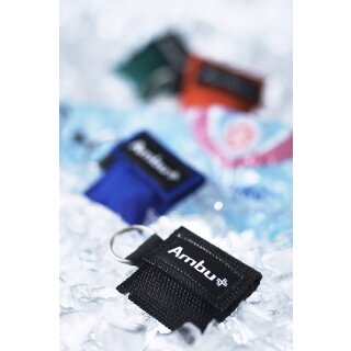 Ambu® LifeKey - Beatmungstuch Softcase - Schlüsselanhänger mit Klettverschluss. Farbe: rot