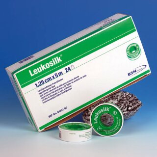 Leukosilk®-Rolle - Rollenpflaster - 5 m x 1,25 cm, mit Schutzring