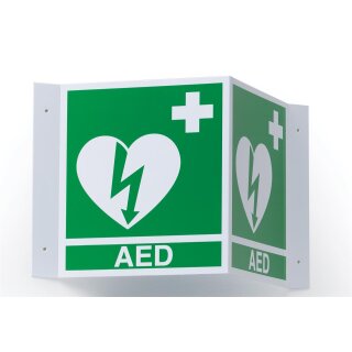 AED Wandschild - 3D - grün