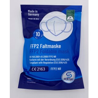 Faltmaske FFP2 nach EN 149  CE 2163 - 10 Stück à Packung